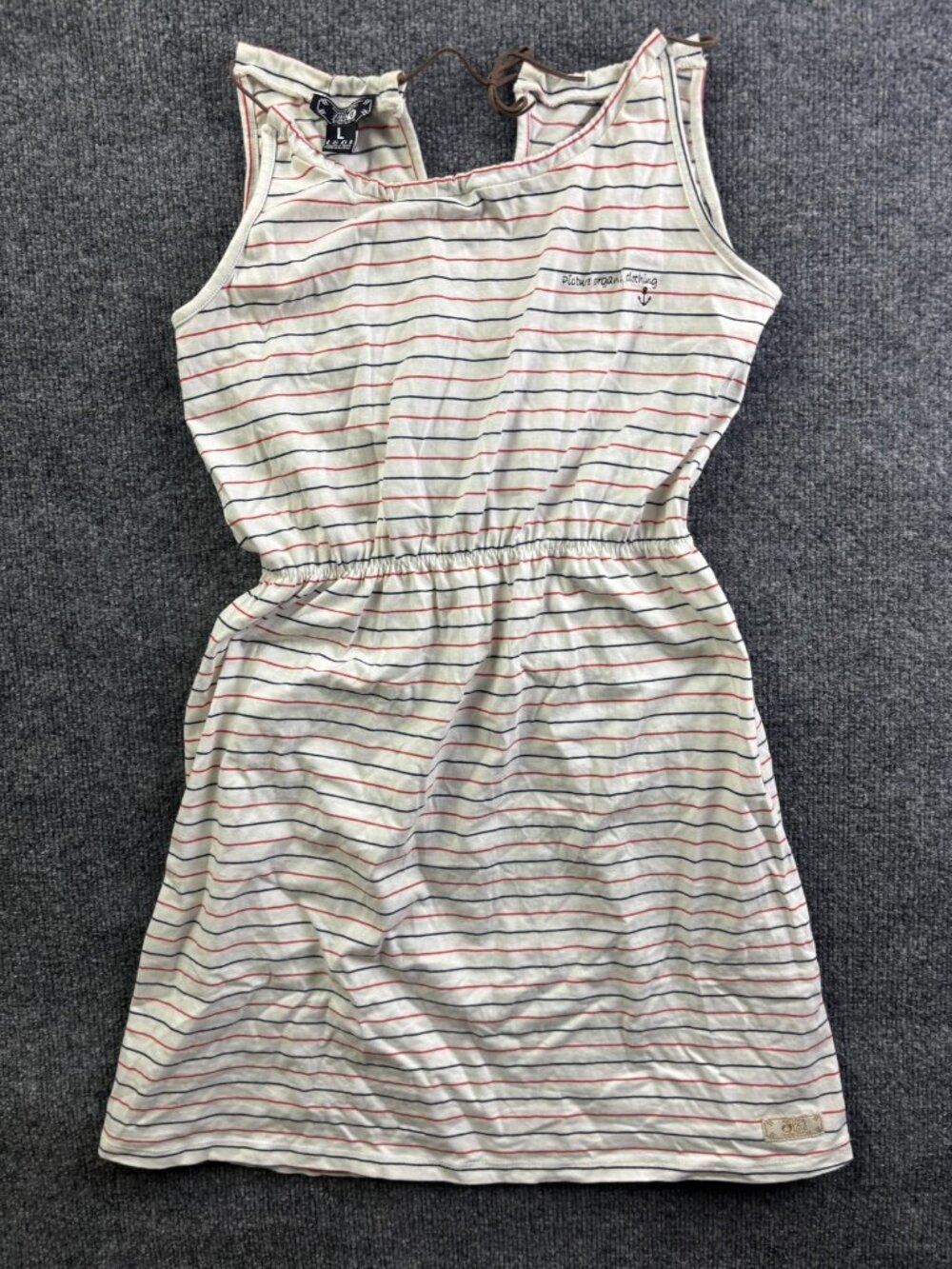 Picture Organic Clothing Dress Womens Large White Striped Scoop Neck Tank Casual